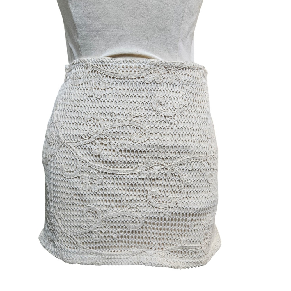 Pajarolimon + Lusiana Floral Crochet‎ Skirt Women's Size S Cream NWT